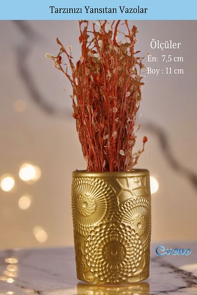 Evene Vase Small Vase Tabletop Vase Home Decoration Vase Gold Color Model 43