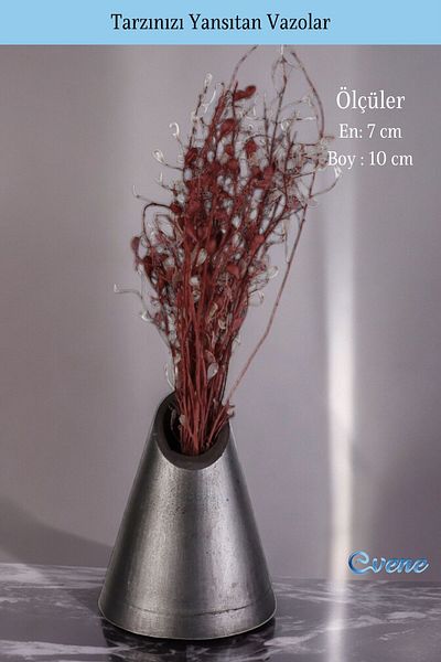 Evene Small Vase - Table Top Vase, Home Decoration, Silver Antique Color Model 9