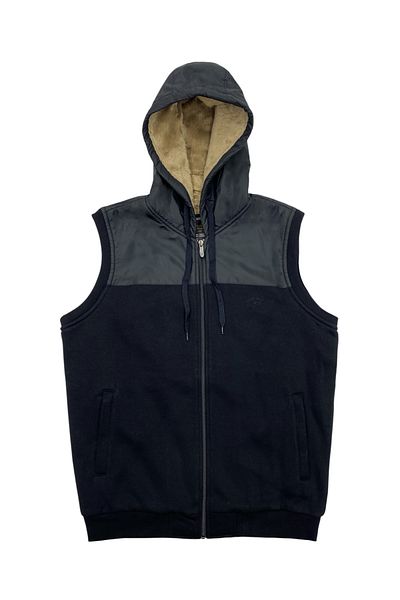 Masimar Men's Fur Lined Hooded Pocket Vest