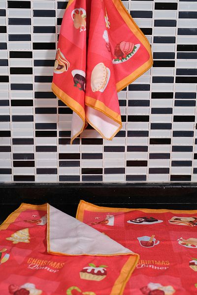 moris home CHRISTMAS PATTERNED SET OF 3 30X50 KITCHEN TOWELS