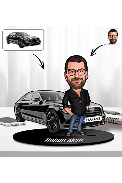 Bk Gift Kendi Aracınızla Size Özel Arabalı Kadın veya Erkek Tasarımlı Karikat...