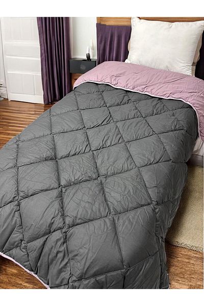 Clasy 100% Cotton Ranforce Single Double Sided Quilt Purple-Black Plain Pattern