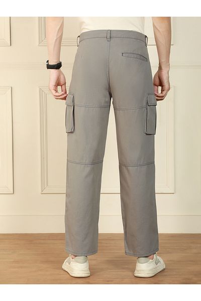 Dennis Lingo By Styli Relaxed Fit Solid Cotton Lycra Panelled Cargo Trousers