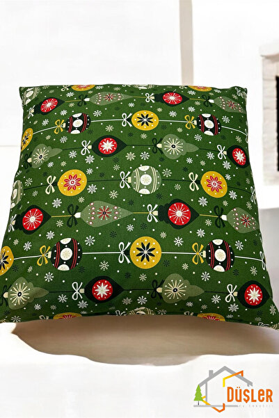 DÜŞLER EV TEKSTİLİ 45*45 Зелена подаръчна панделка Модел Коледна възглавница