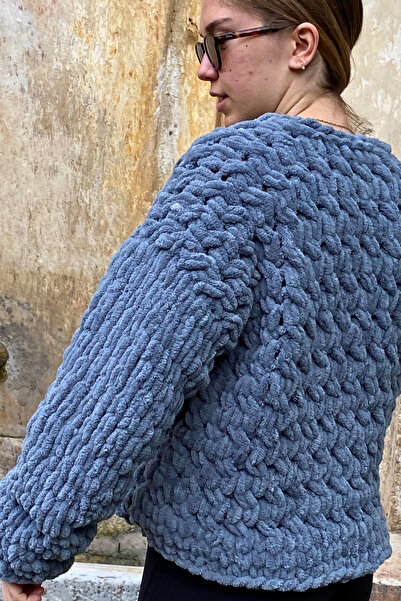 Alize 87 Dark Gray Puffy Hand Knitting Yarn - 1 Piece of 100 Gr. Finger Knit Lanyard - Blanket Pillow