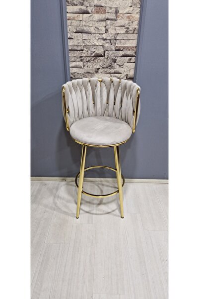 Rozexi Sarmaşık Tekli Bar Sandalyesi Bar Taburesi Gold Metal Mutfak Sandalyes...