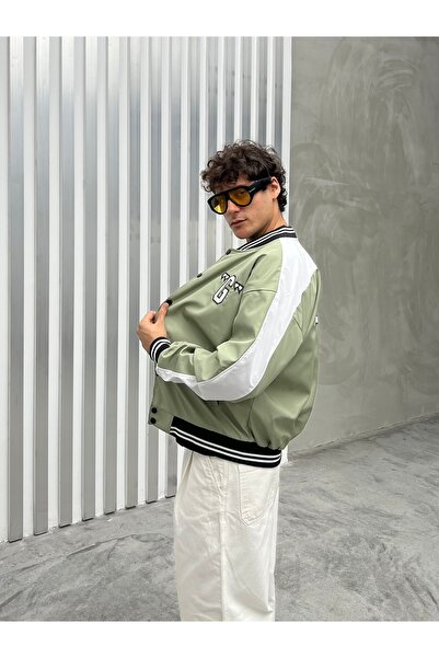 maroni سترة جامعية كبيرة الحجم مطرزة للرجال