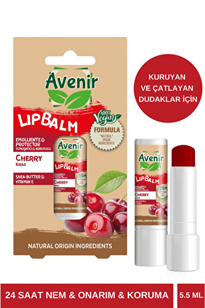 Avenir Vegan Yumuşatıcı Ve Koruyucu Dudak Bakım Kremi - Kiraz & Shea Butter & E Vitamini