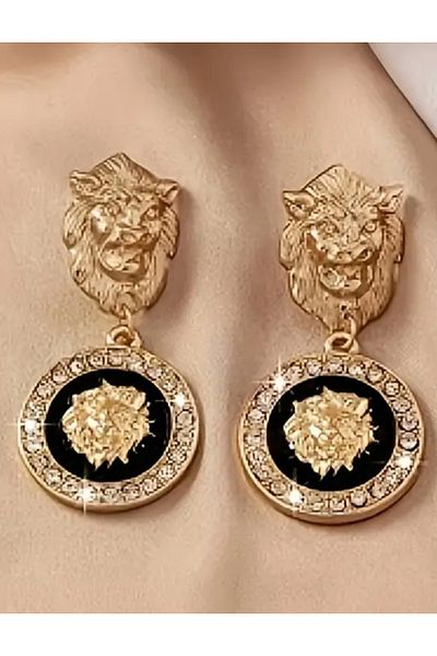 Silpus Stone Lion Head Design Earrings