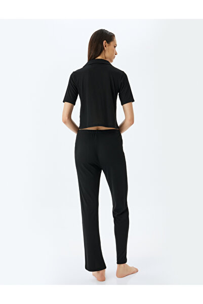 Koton Düğme Detaylı Gömlek Yaka Pijama Takımı