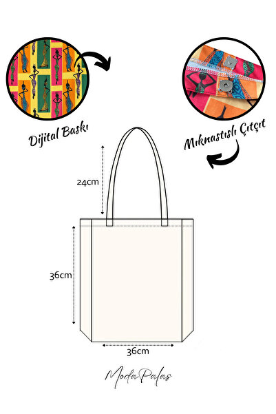 Shal&Shal Botanical Patterned Gusseted Magnet Snap Cloth Bag Cloth Bag Arm & Shoulder Bag