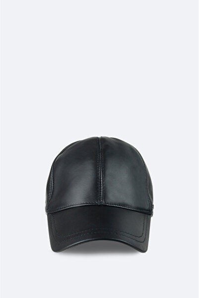 Avva Men's Black 100% Leather Sports Cap A42Y9285