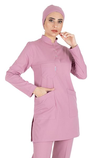 Alsancak Üniforma Powder Thin Fabric Lycra Hijab Nurse Jersey and Hijab Doctor Jersey Set