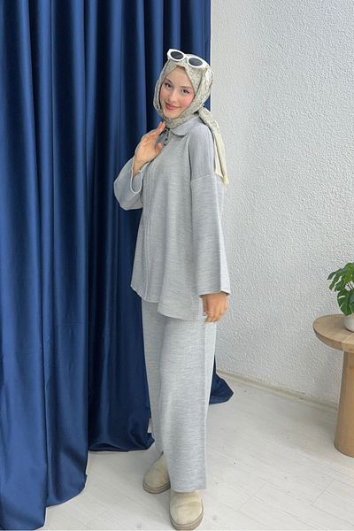 lurex moda Full Zippered Knitwear Set