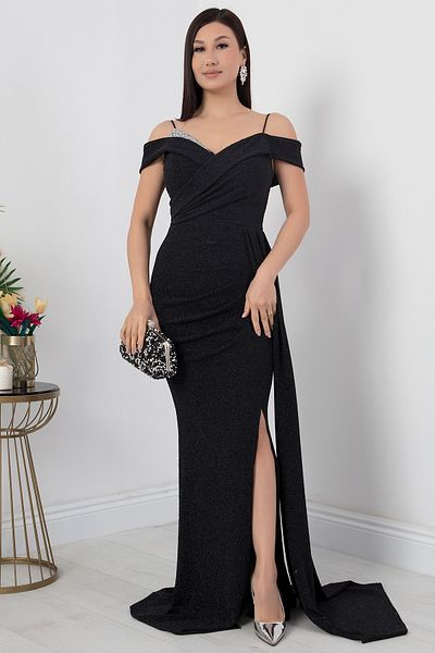 PULLIMM Rochie de seara cu piept cu fanta cu detalii de piatra - 39950