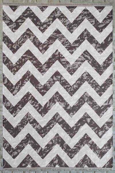 Oriente Home Geometric Gray Anthracite Chenille Machine Washable Fringed Non-Slip Base Living Room Carpet 7824