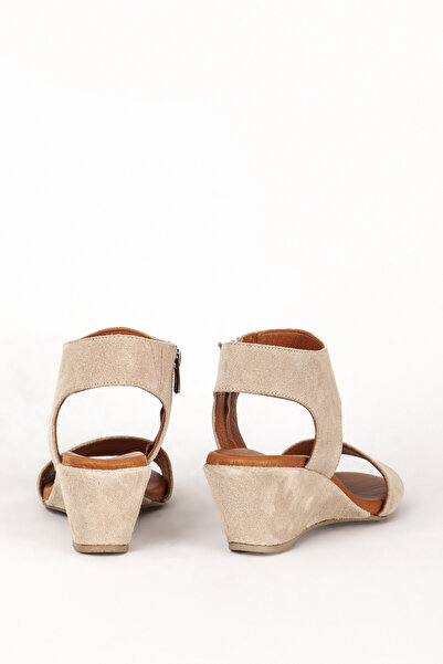 Dericlub Women's Sandals with Orthopedic Padded Heel Straps - Real Leather, Suede Beige, Zy 7016