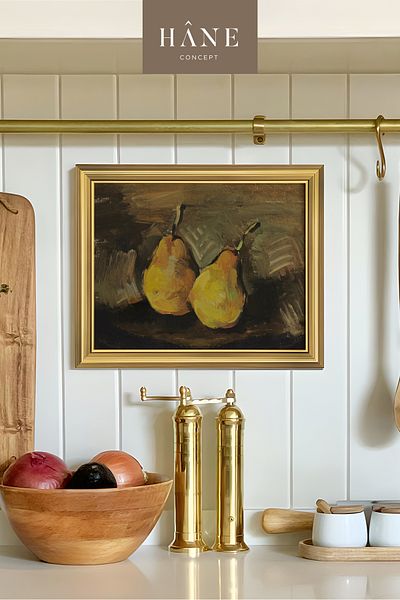 Hane Concept Vintage Αχλάδι με στάμπα κορνίζα, τοίχος γκαλερί, καλλιτεχνική εκτύπωση, διακόσμηση φρούτων