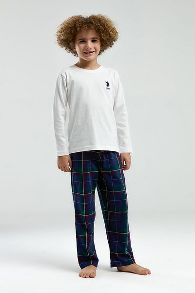 U.S. Polo Assn. Κρεμ μακρυμάνικη πιτζάμες για αγόρι