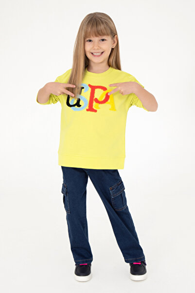 U.S. Polo Assn. Kız Çocuk Fıstık Yeşili Bisiklet Yaka Sweatshirt 50296285-VR087