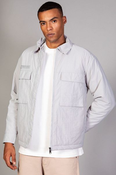 LTC Jeans Ανδρικό τζάκετ σε γκρι (ΚΑΠΙΤΑΛΩΜΕΝΕΣ ΙΝΕΣ) Χαλαρή εφαρμογή Crinkle Puffer