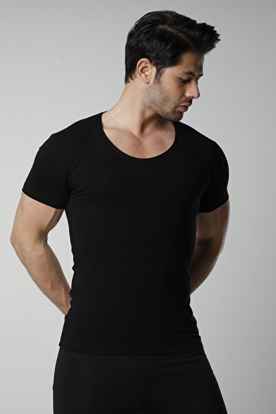 MODA High Cotton Proportion Black Wide Collar Men's Undershirt & Lycra Soft Texture