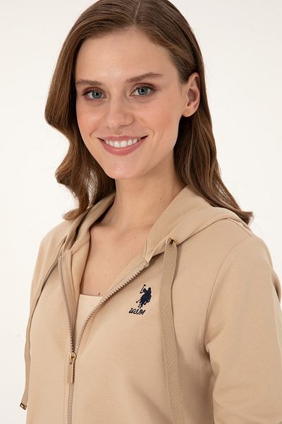 U.S. Polo Assn. Women's Sand Hooded Zippered Sweatshirt 50297297 -Vr085