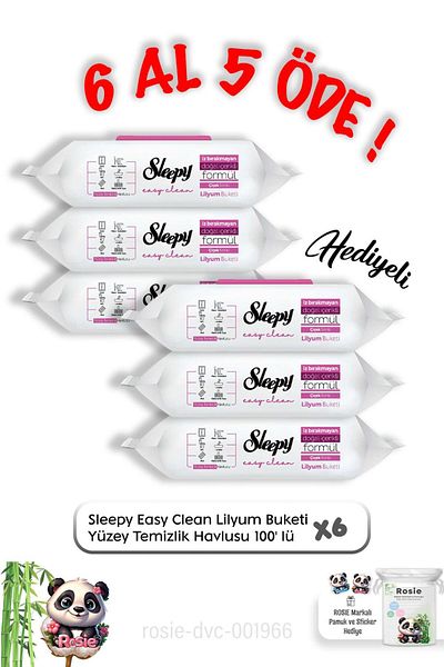 Sleepy Lilies Bouquet - Surface Cleaning Towels 100Pcs, 6Pcs Rosie Cotton