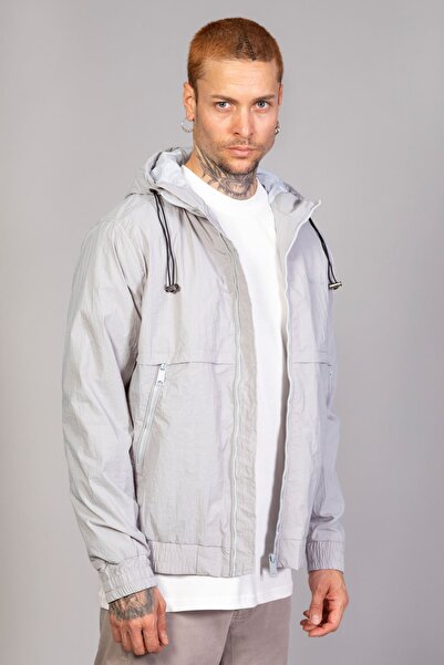 LTC Jeans Ανδρικό ανοιξιάτικο μπουφάν με κουκούλα σε ανοιχτό γκρι χρώμα