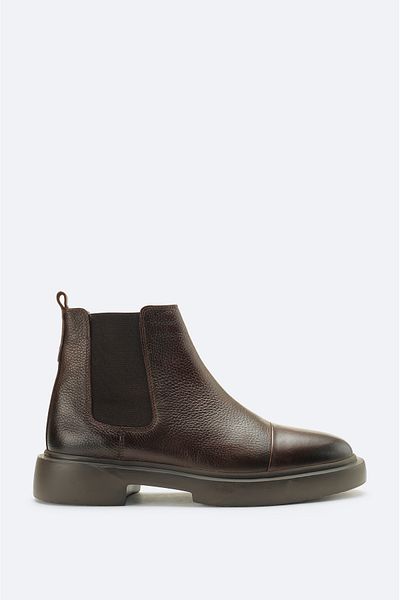 Avva Men's Brown 100% Leather Flexible Sole Chelsea Boots A42Y8016
