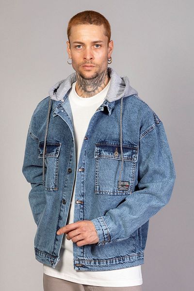 LTC Jeans Мъжко ледено синьо дънково яке с качулка и подвижна качулка