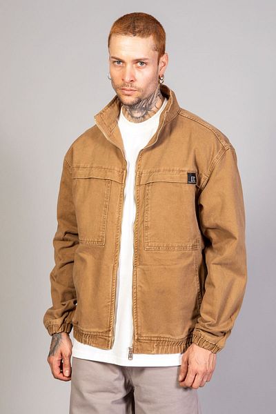 LTC Jeans Ανδρικό τζιν μπουφάν Bomber με φερμουάρ Oversize Tan Washed Model