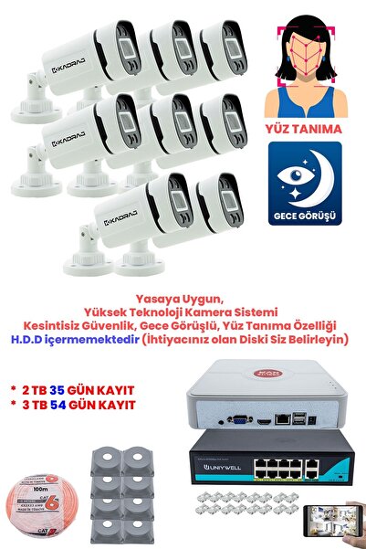 Kadraj 8  Kameralı Güvenlik IP Kamera Seti - 4MP Dış Mekan Kamera, H.265+, Po...