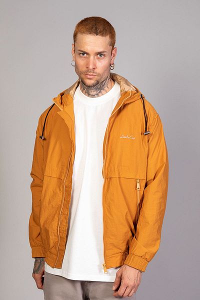 LTC Jeans Men's Mustard Hooded Crinkle Lightweight Spring Jacket