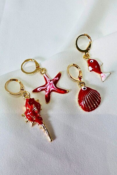 PETEK AKSESUAR Sea Shell 4 Piece Earring Set