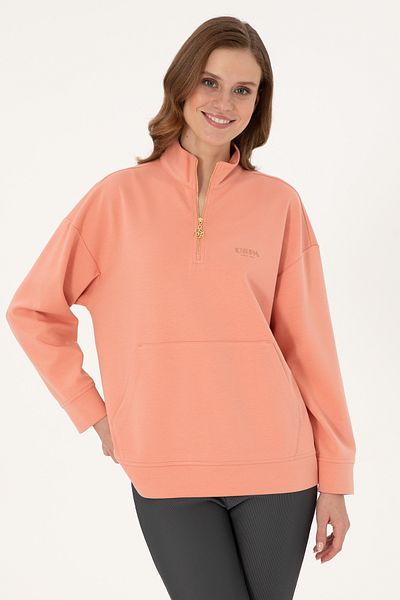 U.S. Polo Assn. Women's Salmon Stand Collar Zippered Sweatshirt 50297316 -Vr047