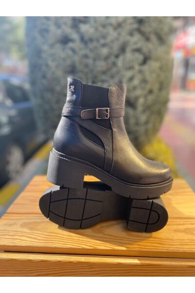 Venüs 2454604k Siyah Deri Klasik Bot