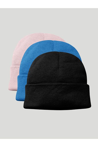 LU&MA 3 Pieces Unisex Folded Cotton - Wool Beret Vibrant Color,
