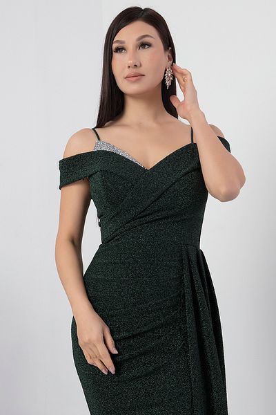 PULLIMM Stone Detailed Slit Chest Evening Dress - 39950