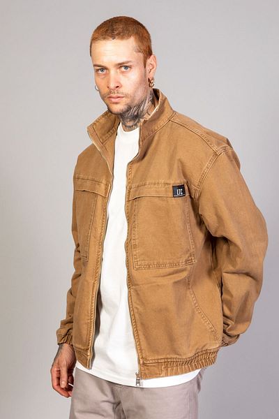 LTC Jeans Ανδρικό τζιν μπουφάν Bomber με φερμουάρ Oversize Tan Washed Model