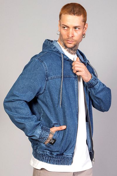 LTC Jeans Ανδρικό τζιν μπουφάν Marsian Blue με κουκούλα