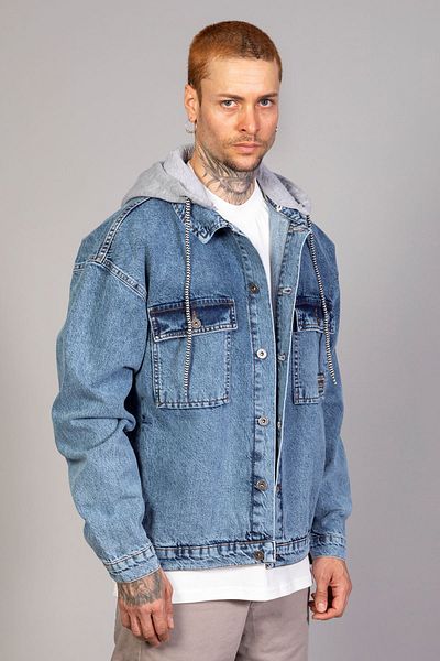LTC Jeans Мъжко ледено синьо дънково яке с качулка и подвижна качулка
