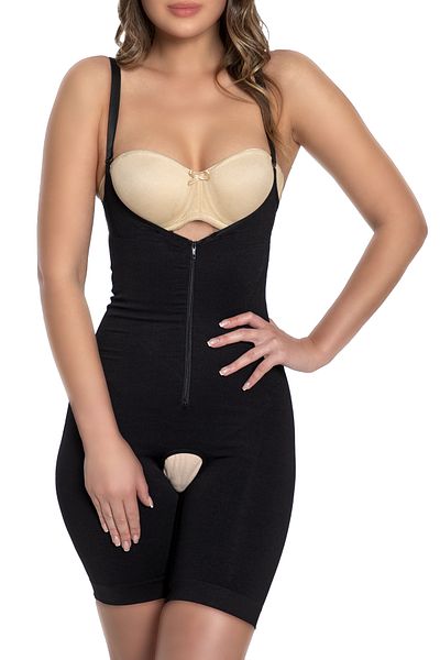 elilom Full Length Breastless Firming Corset - Adjustable Straps, Front Zip and Agraph (Lala)