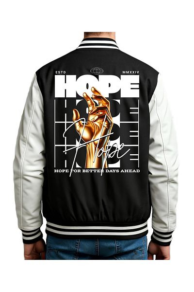 Edizen Hope 2025 Unisex Oversize εμπριμέ μαύρο κολεγιακό μπουφάν 100% βαμβάκι