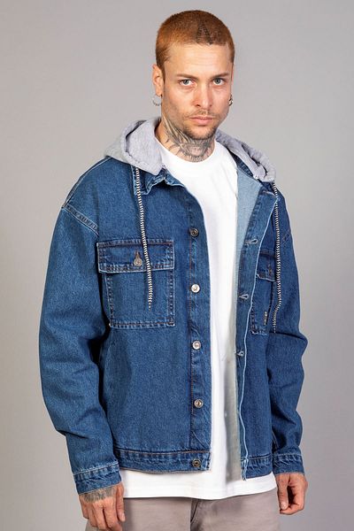 LTC Jeans Мъжко синьо дънково яке с качулка и подвижна качулка