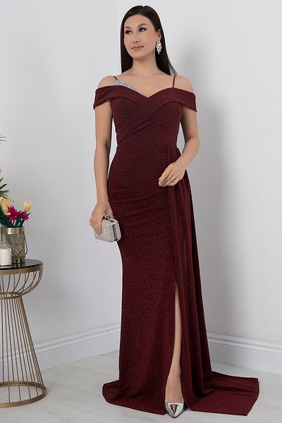 PULLIMM Rochie de seara cu piept cu fanta cu detalii de piatra - 39950