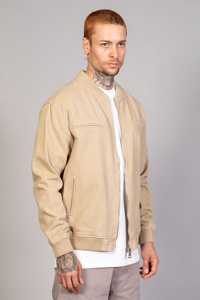 LTC Jeans Jachetă de blugi biker oversize pentru bărbați, bej, cu fermoar
