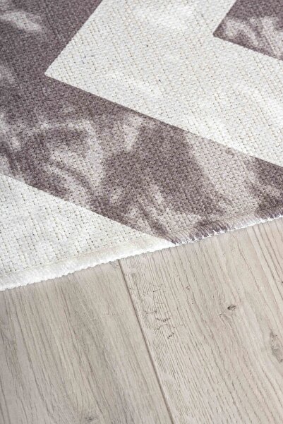 Oriente Home Geometric Gray Anthracite Chenille Machine Washable Fringed Non-Slip Base Living Room Carpet 7824