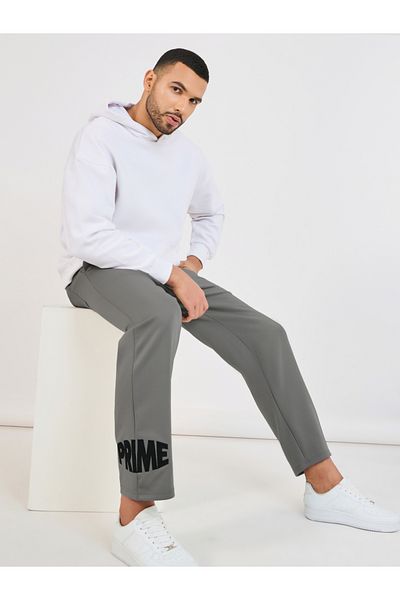 Styli Relaxed Fit Open Hem Embroidered Joggers
