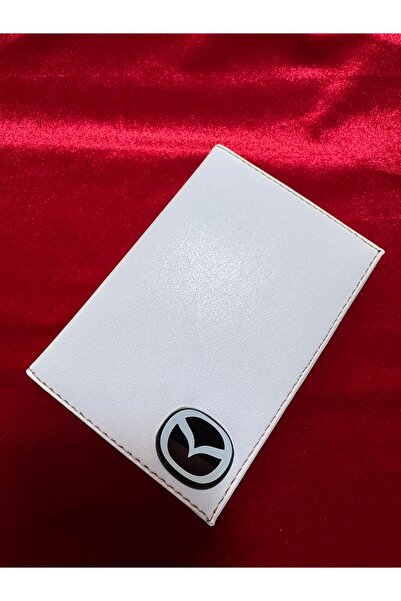 ATTA PAZARLAMA حامل رخصة قيادة من الجلد الأبيض المنقوش بعلامة مازدا التجارية،...